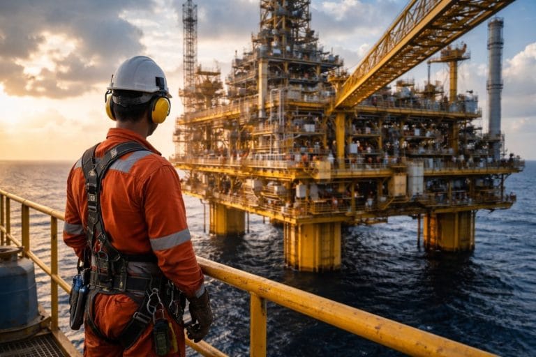 travailler sur une plateforme pétrolière