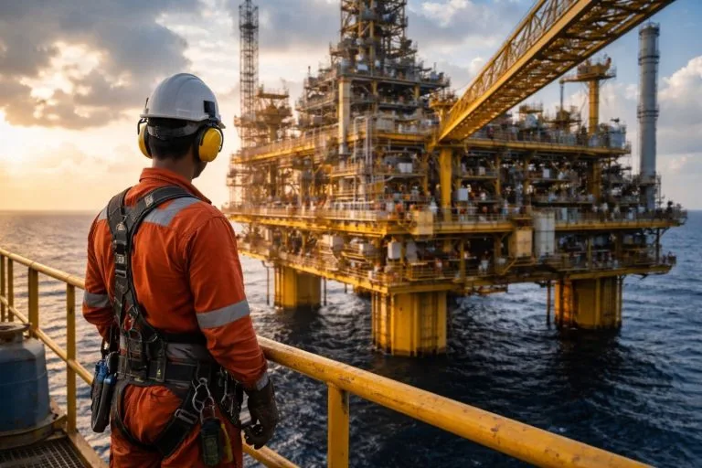 travailler sur une plateforme pétrolière
